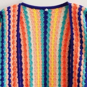 Rainbow stripes beautiful mid length cardigan brand new